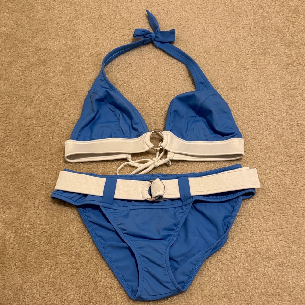 Venus Blue and White Bikini Set size 8/D